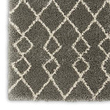 Nourison Geometric Shag Moroccan Silver 2'2" x 3'9" Area -Rug, Easy -Cleaning, Non Shedding, Bed Room, Living Room, Dining Room, Kitchen (2x4)