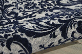 Nourison Damask Vintage Ivory/Navy 2'3" x 3'9" Area -rug, Easy -cleaning, Non Shedding, Bed Room, Living Room, Dining Room, Kitchen (2x4)
