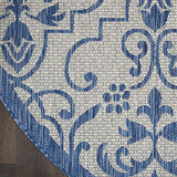 Nourison Garden Party Ivory Blue 5' Round Area Rug , 5'3" x Round