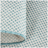 Nourison Courtyard Indoor/Outdoor Ivory Aqua 3' x 5' Area Rug, Geometric, Easy Cleaning, Non Shedding, Bed Room, Living Room, Dining Room, Deck, Patio, Backyard (3x5)