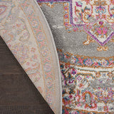 Nourison Passion Grey 5'3" x Round Area Rug, Boho, Traditional, Easy Clean, Non Shedding, Bed Room, Living Room, Hallway, (5' Round)