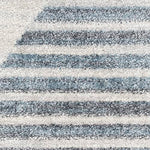 Nourison Astra Machine Washable Geometric Ivory Blue 2'2' x 12' Area -Rug, Easy -Cleaning, Non Shedding, Bed Room, Living Room, Dining Room, Kitchen (2x12)
