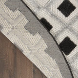 Nourison Aloha Geometric Indoor/Outdoor Black/White 4' x Round Area Rug (4'xRound)