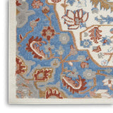 Nourison Elation Floral Ivory Blue 4' x 6' Area Rug, Easy-Cleaning, Non Shedding, Bed Room, Living Room, Dining Room, Kitchen (4x6)