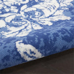 Nourison Whimsicle Damask Navy Ivory 2' x 8' Area Rug, Easy Cleaning, Non Shedding, Bed Room, Living Room, Dining Room, Kitchen (2x8)