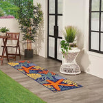 Nourison Aloha Indoor/Outdoor Navy Multicolor 2' x 6' Area Rug, Easy Cleaning, Non Shedding, Bed Room, Living Room, Dining Room, Backyard, Deck, Patio (2x6)