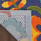 Nourison Aloha Indoor/Outdoor Navy Multicolor 2'3" x 8' Area Rug, Easy Cleaning, Non Shedding, Bed Room, Living Room, Dining Room, Backyard, Deck, Patio (2x8)