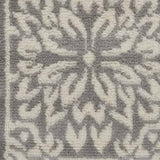 Nourison Jubilant Floral Ivory/Grey 2'3'' x 7'3'' Area-Rug, Easy-Cleaning, Non Shedding, Bed Room, Living Room, Dining Room, Kitchen (2x7)