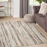 Nourison Serenity Home Abstract Ivory Beige 3'11" x 5'11" Area Rug, Easy Clean, Non Shedding, Bed Room, Living Room, Dining Room, Backyard, Deck, Patio (4x6)