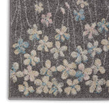 Nourison Tranquil Floral Grey/Beige 2'3" x 7'3" Area Rug, Easy Cleaning, Non Shedding, Bed Room, Living Room, Dining Room, Kitchen (2x7)