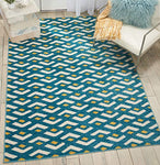 Nourison Harper Contemporary Blue 2'2'' x 3'9'' Area-Rug, Easy-Cleaning, Non Shedding, Bed Room, Living Room, Dining Room, Kitchen (2x4)
