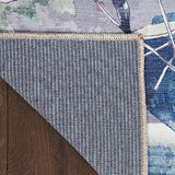 Nourison Washables Floral Grey Blue 6' x 9' Area -Rug, Easy -Cleaning, Non Shedding, Bed Room, Living Room, Dining Room, Kitchen (6x9)