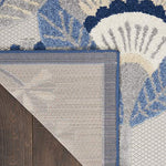 Nourison Aloha Indoor/Outdoor Blue/Grey 5'3" x 7'5" Area Rug, Floral, Contemporary, Easy-Cleaning, Non-Shedding, Bed Room, Living Room, Deck, Backyard, (5' x 7')