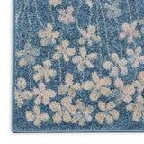 Nourison Tranquil Floral Turquoise 2'3" x 7'3" Area -Rug, Easy -Cleaning, Non Shedding, Bed Room, Living Room, Dining Room, Kitchen (2x7)