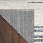 Nourison Astra Machine Washable Geometric Ivory Blue 4' x 6' Area -Rug, Easy -Cleaning, Non Shedding, Bed Room, Living Room, Dining Room, Kitchen (4x6)