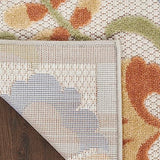 Nourison Aloha Indoor/Outdoor Ivory Blue 2' x 6' Area Rug, Easy Cleaning, Non Shedding, Bed Room, Living Room, Dining Room, Backyard, Deck, Patio (2x6)