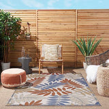 Nourison Aloha Indoor/Outdoor Blue Mocha 3'6" x 5'6" Area Rug, Easy Cleaning, Non Shedding, Bed Room, Living Room, Dining Room, Backyard, Deck, Patio (4x6)