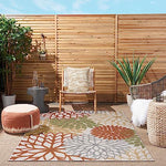 Nourison Aloha Indoor-Outdoor Ivory Multicolor 5'3" x 7'5" Area Rug, Easy Cleaning, Non Shedding, Bed Room, Living Room, Dining Room, Backyard, Deck, Patio (5x7)
