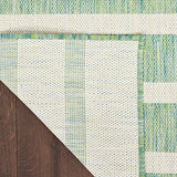 Nourison Positano 4' x 6' Area Rug, Blue Green Ivory, Striped, Modern, Easy Cleaning, Non Shedding, Indoor/Outdoor, Bedroom, Living Room, Dining Room, Deck, Patio