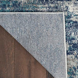 Nourison Passion Abstract Ivory Teal 2'2" x 10' Area_Rug, Easy-Cleaning, Non Shedding, Bed Room, Living Room, Dining Room, Kitchen (2x10)