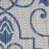 Nourison Garden Party Ivory Blue 5' Round Area Rug , 5'3" x Round