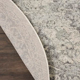 Nourison Tranquil Traditional Ivory/Grey 4' x Round Area -Rug, Easy -Cleaning, Non Shedding, Bed Room, Living Room, Dining Room, Kitchen (4 Round)