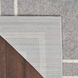 Nourison Essentials Indoor/Outdoor Solid Bordered Grey/Ivory 2'2" x 7'6 Area Rug, Easy Cleaning, Non Shedding, Bed Room, Living Room, Dining Room, Backyard, Deck, Patio (2x8)