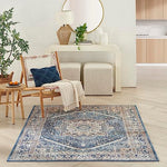 Nourison Vintage Home Vintage Blue 3'9" x 5'9" Area Rug, Easy Clean, Non Shedding, Bed Room, Living Room, Dining Room, Backyard, Deck, Patio (4x6)