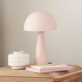 Nourison EPT01 16" Metal Mushroom Table Modern, Retro, Desk, Bedside, Living Room, Office Lamp, Small, Blush Pink