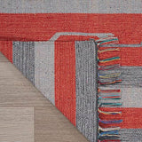 Nourison Baja Tribal Grey/Red 5' x 7' Area Rug, Easy Clean, Non Shedding, Bed Room, Living Room, Dining Room, Kitchen (5x7)