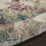 Nourison Fusion Artistic Cream/Multi 2'2" x 7'6" Area-Rug, Easy-Cleaning, Non Shedding, Bed Room, Living Room, Dining Room, Kitchen (2x7)
