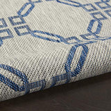 Nourison Garden Party Ivory Blue 5'3" x Round Area Rug, Traditional, Trellis, Bed Room, Living Room, Dining Room, Kitchen, Easy Cleaning, Non Shedding, (5' Round)