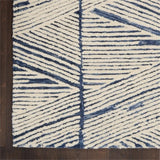 Nourison Vail Abstract White Blue 2'3" x 7'6" Area -Rug, Easy -Cleaning, Non Shedding, Bed Room, Living Room, Dining Room, Kitchen (2x8)