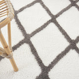 Nourison Feather Soft Trellis Ivory Charcoal 5'3' x 7'3' Area -Rug, Easy -Cleaning, Non Shedding, Bed Room, Living Room, Dining Room, Kitchen (5x7)