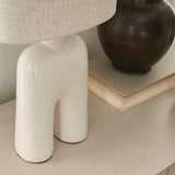 Nourison 17" Off-White Speckled Ceramic Table Lamp for Bedroom, Living Room, Console, Entryway