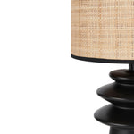 Nourison 22" Black Ceramic and Straw Tiered Table Lamp for Bedroom, Living Room, Console, Entryway