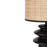 Nourison 22" Black Ceramic and Straw Tiered Table Lamp for Bedroom, Living Room, Console, Entryway