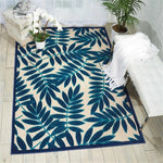 Nourison Aloha Indoor/Outdoor Navy 3'6" x 5'6" Area Rug, Easy Cleaning, Non Shedding, Bed Room, Living Room, Dining Room, Backyard, Deck, Patio (4x6)