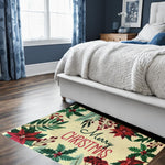 Nourison Accent Rug Merry Christmas Poinsettia Holly Berry Print, Non-Slip Backing 24 x 36 Inches