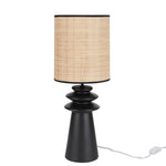 Nourison 22" Black Ceramic and Straw Tiered Table Lamp for Bedroom, Living Room, Console, Entryway