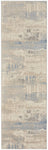 Nourison Solace Modern Ivory/Grey/Blue 2'3" x 7'3" Area Rug, Easy Cleaning, Non Shedding, Bed Room, Living Room, Dining Room, Kitchen, (7' Runner)