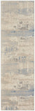 Nourison Solace Modern Ivory/Grey/Blue 2'3" x 7'3" Area Rug, Easy Cleaning, Non Shedding, Bed Room, Living Room, Dining Room, Kitchen, (7' Runner)