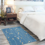 Nourison Grafix Light Blue 3' x 5' Area -Rug, Modern, Botanical , Bed Room, Living Room, Dining Room, Kitchen, Easy -Cleaning, Non Shedding (3x5)