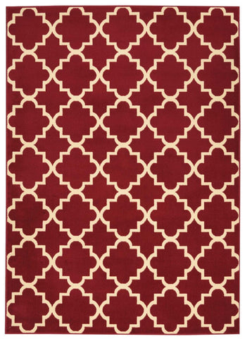Nourison Grafix Moroccan Red 5'3" x 7'3" Area -rug, Easy -cleaning, Non Shedding, Bed Room, Living Room, Dining Room, Kitchen (5x7)