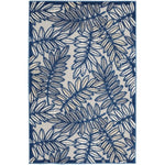 Nourison Aloha Indoor/Outdoor Ivory/Navy 2'8" x 4' Area Rug, Easy Cleaning, Non Shedding, Bed Room, Living Room, Dining Room, Backyard, Deck, Patio (3x4)