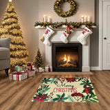 Nourison Accent Rug Merry Christmas Poinsettia Holly Berry Print, Non-Slip Backing 24 x 36 Inches