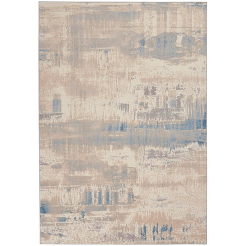 Nourison Solace Ivory and Grey and Blue 5'3" x 7'3" Area Rug 099446857637