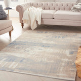 Nourison Solace Ivory and Grey and Blue 5'3" x 7'3" Area Rug 099446857637