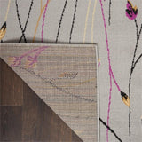 Nourison Grafix Grey 2'3" x 7'6" Area Rug, Modern, Botanical , Bed Room, Living Room, Dining Room, Kitchen, Easy Clean, Non Shedding, (8' Runner)