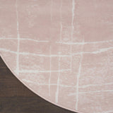 Nourison Whimsicle Pink Ivory 8' x Round Area Rug, Contemporary, Artistic, Easy Cleaning, Non Shedding, Bed Room, Living Room, Dining Room, Kitchen, (8' Round)